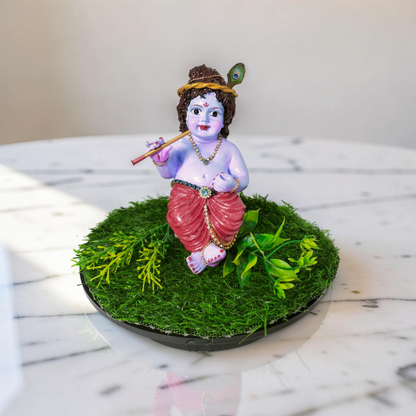 LUXANA 6 Inch Cute Bal Krishna Murti for Car Dashboard | UV Protected Waterproof Polyester Idol with Glossy Finish.
