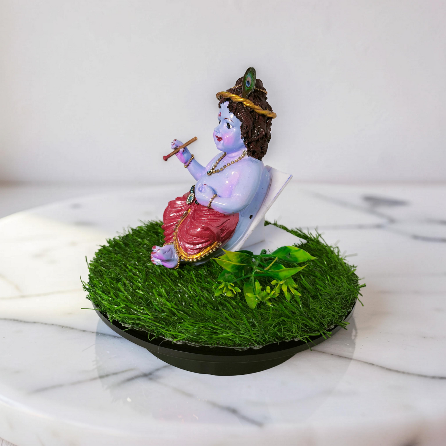 LUXANA 6 Inch Cute Bal Krishna Murti for Car Dashboard | UV Protected Waterproof Polyester Idol with Glossy Finish.
