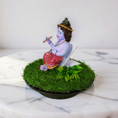 LUXANA 6 Inch Cute Bal Krishna Murti for Car Dashboard | UV Protected Waterproof Polyester Idol with Glossy Finish.