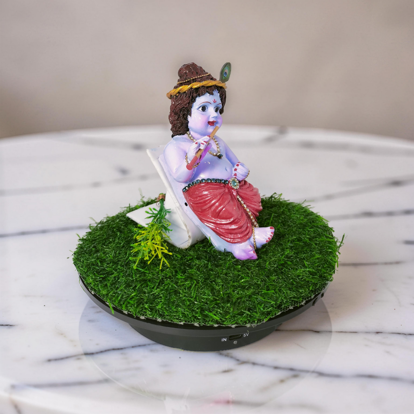 LUXANA 6 Inch Cute Bal Krishna Murti for Car Dashboard | UV Protected Waterproof Polyester Idol with Glossy Finish.