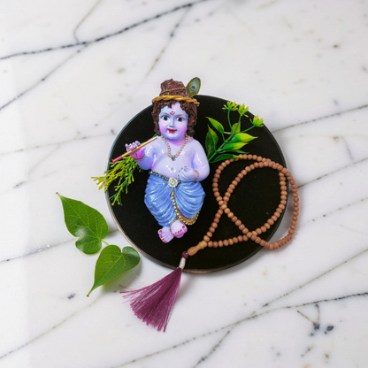 LUXANA 6 Inch Cute Bal Krishna Murti for Car Dashboard | UV Protected Waterproof Polyester Idol with Glossy Finish.