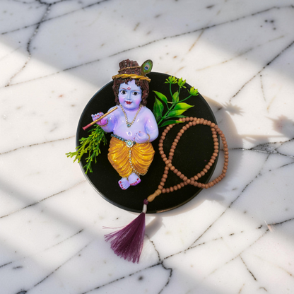 LUXANA 6 Inch Cute Bal Krishna Murti for Car Dashboard | UV Protected Waterproof Polyester Idol with Glossy Finish.