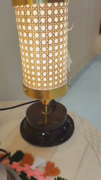 Handmade Rattan Cane Table Lamp with 3-Colour Light | LUXANA